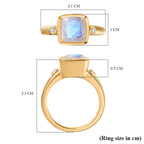 Moon Glow Moonstone & Natural Zircon Ring in 18K YG Vermeil Sterling Silver 2.38 Ct