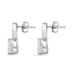 Moon Glow Moonstone & Natural Zircon Earrings in Rhodium Overlay Sterling Silver 2.31 Ct