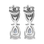 Moon Glow Moonstone & Natural Zircon Earrings in Rhodium Overlay Sterling Silver 2.31 Ct