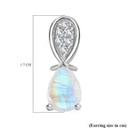 Moon Glow Moonstone & Natural Zircon Earrings in Rhodium Overlay Sterling Silver 2.31 Ct