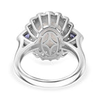 Moon Glow Stone, Natural Zircon & Tanzanite Ring in Rhodium Overlay Sterling Silver 4.45 Ct