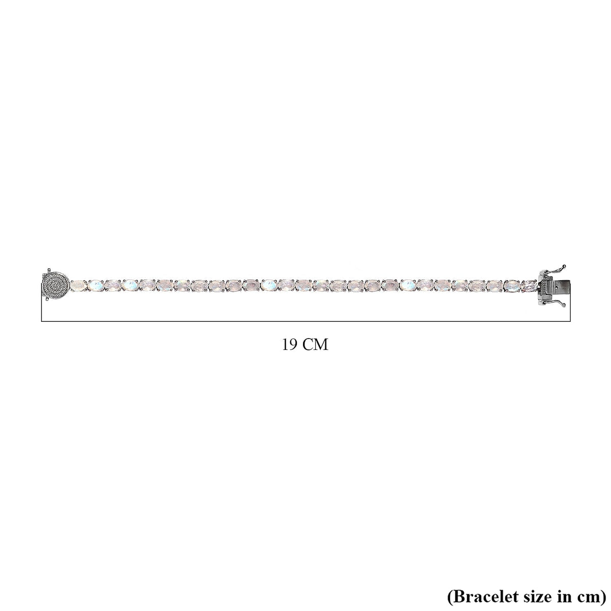 Moon Glow Stone and Diamond Bracelet (Size - 7) in Platinum Overlay Sterling Silver 12.26 Ct, Silver Wt. 9.27 Gms 7077804 9