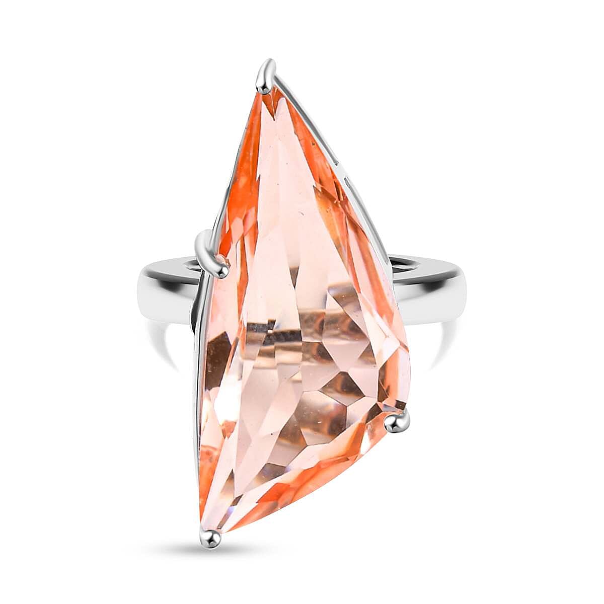 JCK Vegas Find- Morganite Triplet Quartz Rare Fancy Cut Ring With Pure Brass Coating 18.33 Ct. 7862344 0