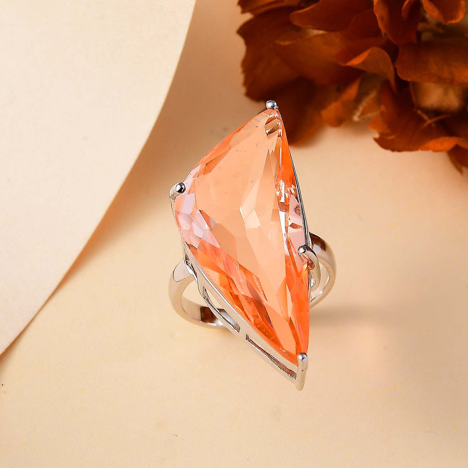 JCK Vegas Find- Morganite Triplet Quartz Rare Fancy Cut Ring With Pure Brass Coating 18.33 Ct. 7862344 1
