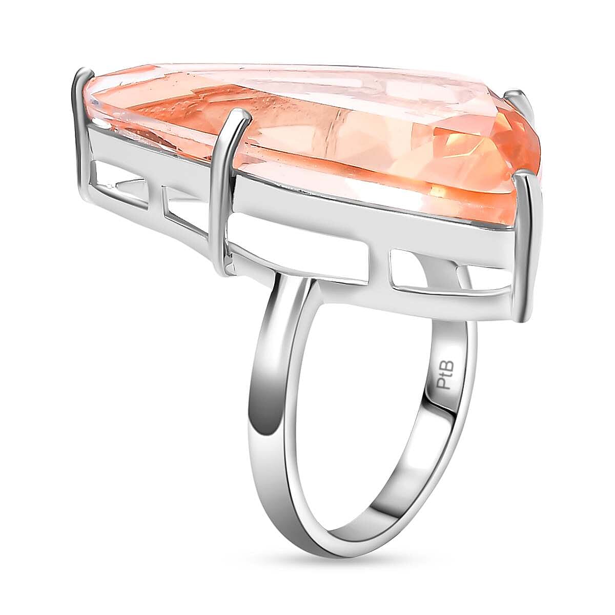 JCK Vegas Find- Morganite Triplet Quartz Rare Fancy Cut Ring With Pure Brass Coating 18.33 Ct. 7862344 3