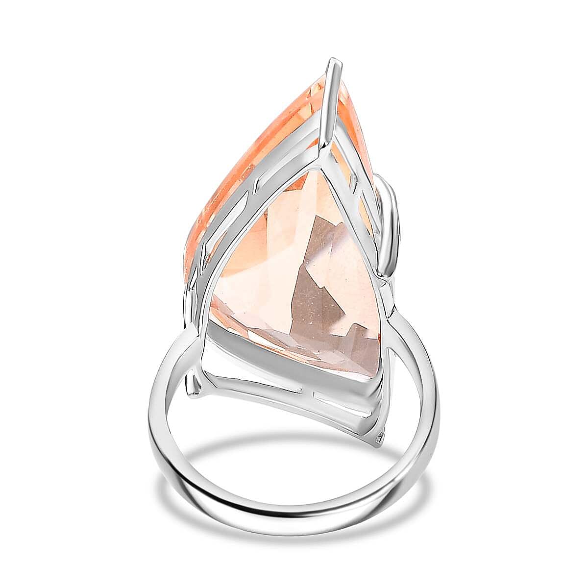 JCK Vegas Find- Morganite Triplet Quartz Rare Fancy Cut Ring With Pure Brass Coating 18.33 Ct. 7862344 4