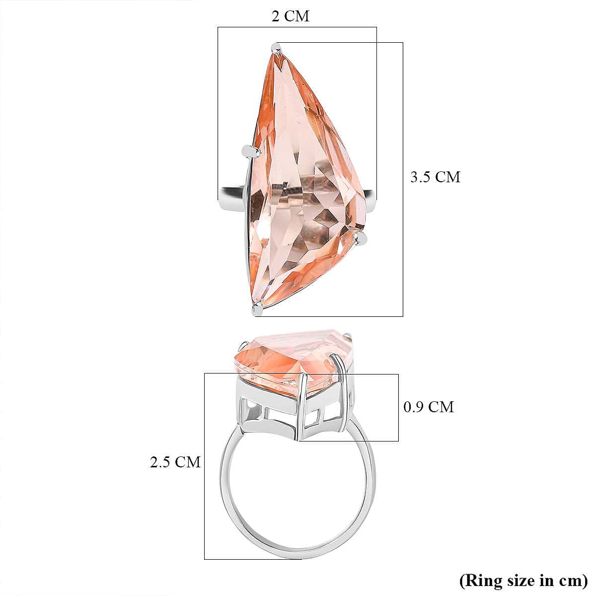 JCK Vegas Find- Morganite Triplet Quartz Rare Fancy Cut Ring With Pure Brass Coating 18.33 Ct. 7862344 5