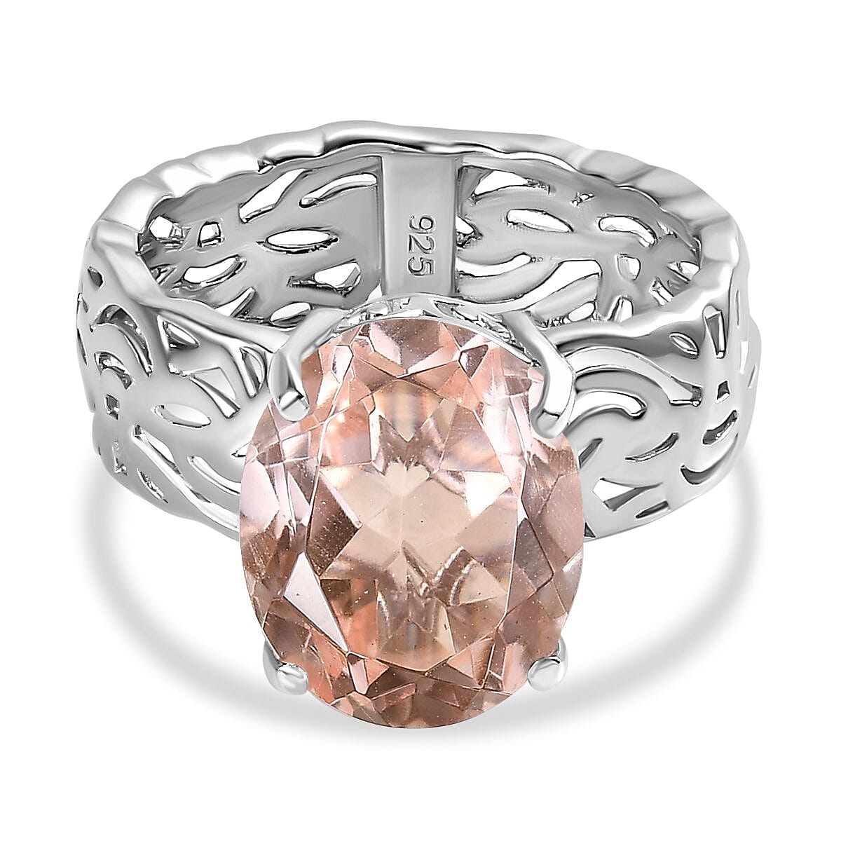 Morganique Triplet Quartz  Ring in Platinum Overlay Sterling Silver 5.00 ct  5.359  Ct. 7748088 0