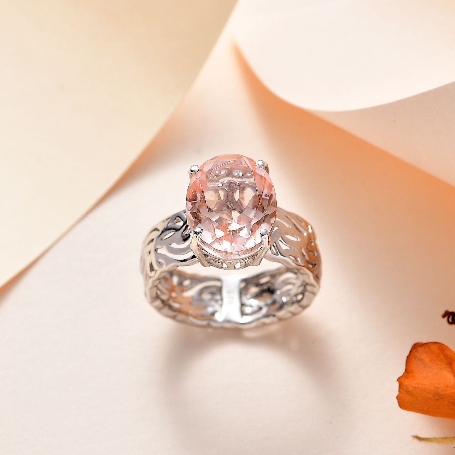 Morganique Triplet Quartz  Ring in Platinum Overlay Sterling Silver 5.00 ct  5.359  Ct. 7748088 1