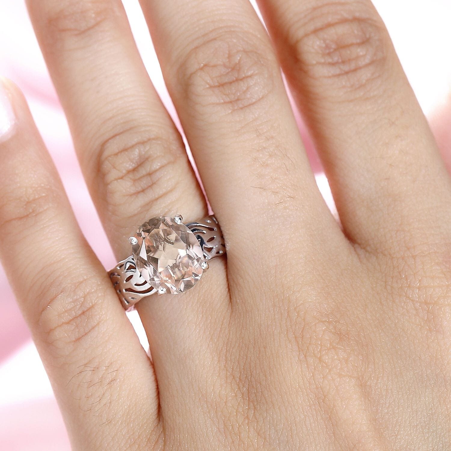 Morganique Triplet Quartz  Ring in Platinum Overlay Sterling Silver 5.00 ct  5.359  Ct. 7748088 2