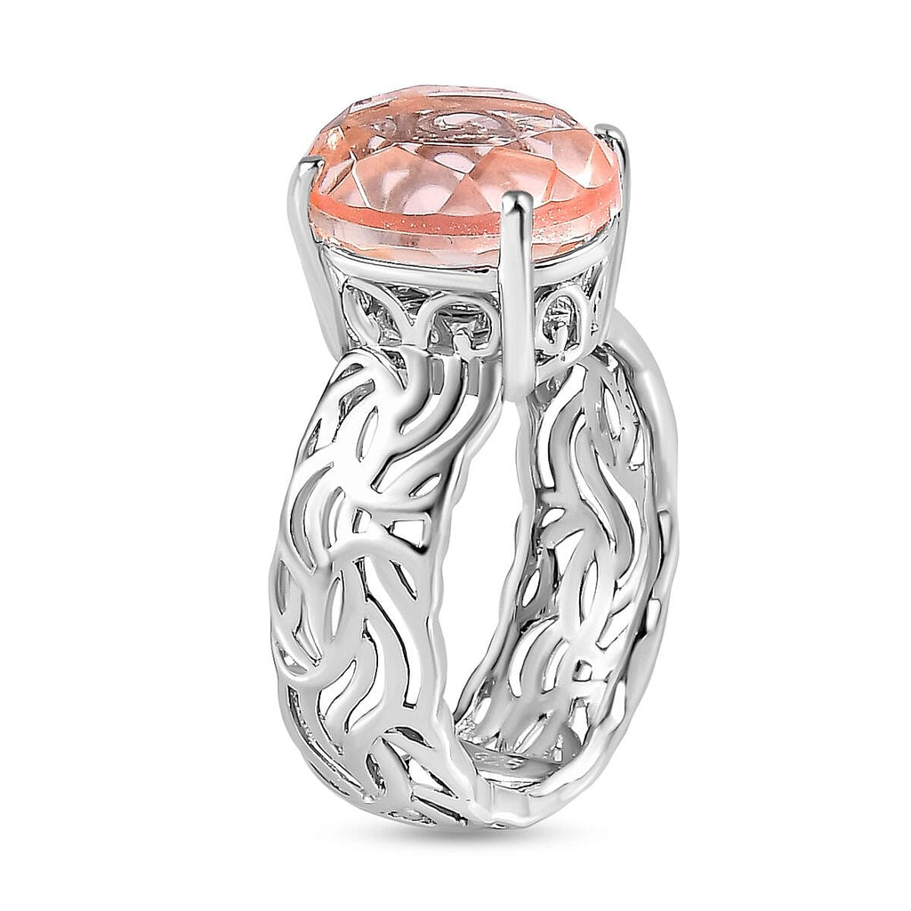 Morganique Triplet Quartz  Ring in Platinum Overlay Sterling Silver 5.00 ct  5.359  Ct.