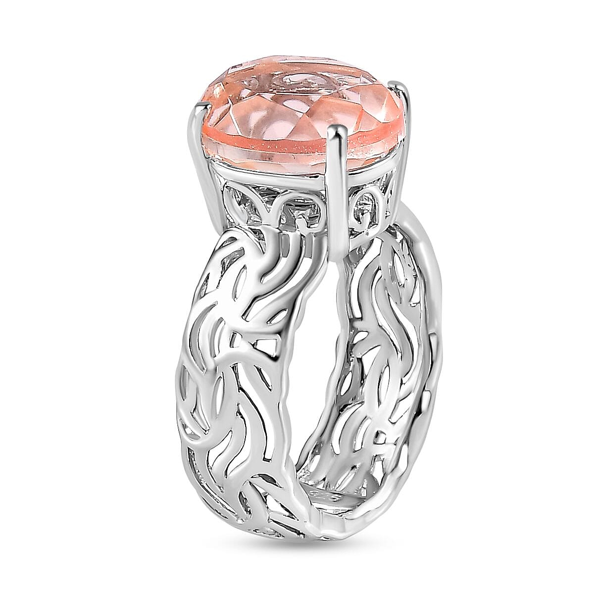 Morganique Triplet Quartz  Ring in Platinum Overlay Sterling Silver 5.00 ct  5.359  Ct. 7748088 3