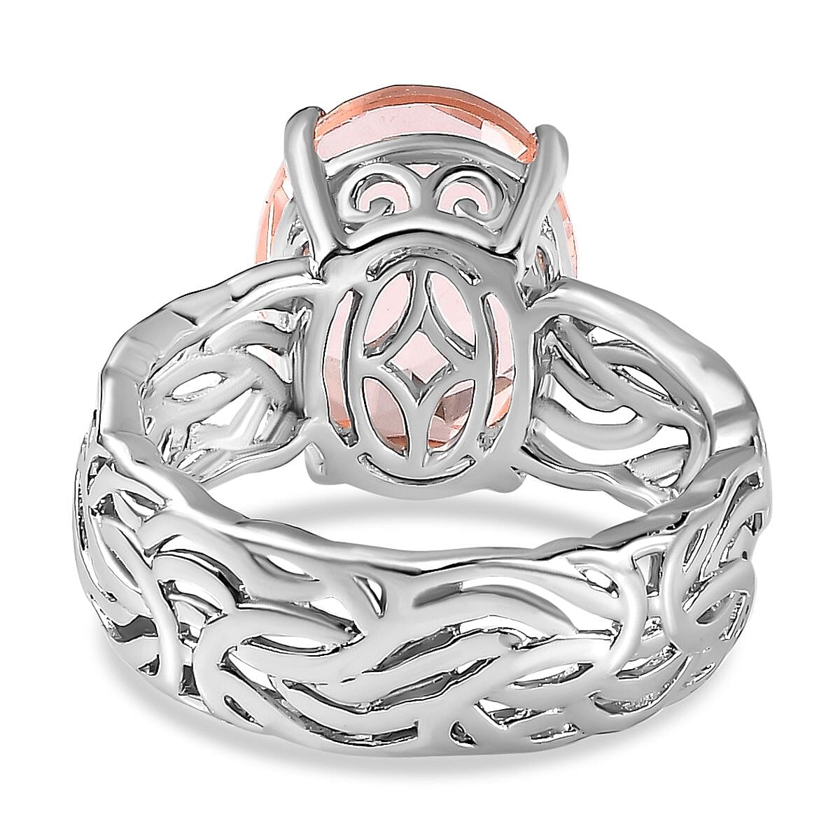 Morganique Triplet Quartz  Ring in Platinum Overlay Sterling Silver 5.00 ct  5.359  Ct. 7748088 4