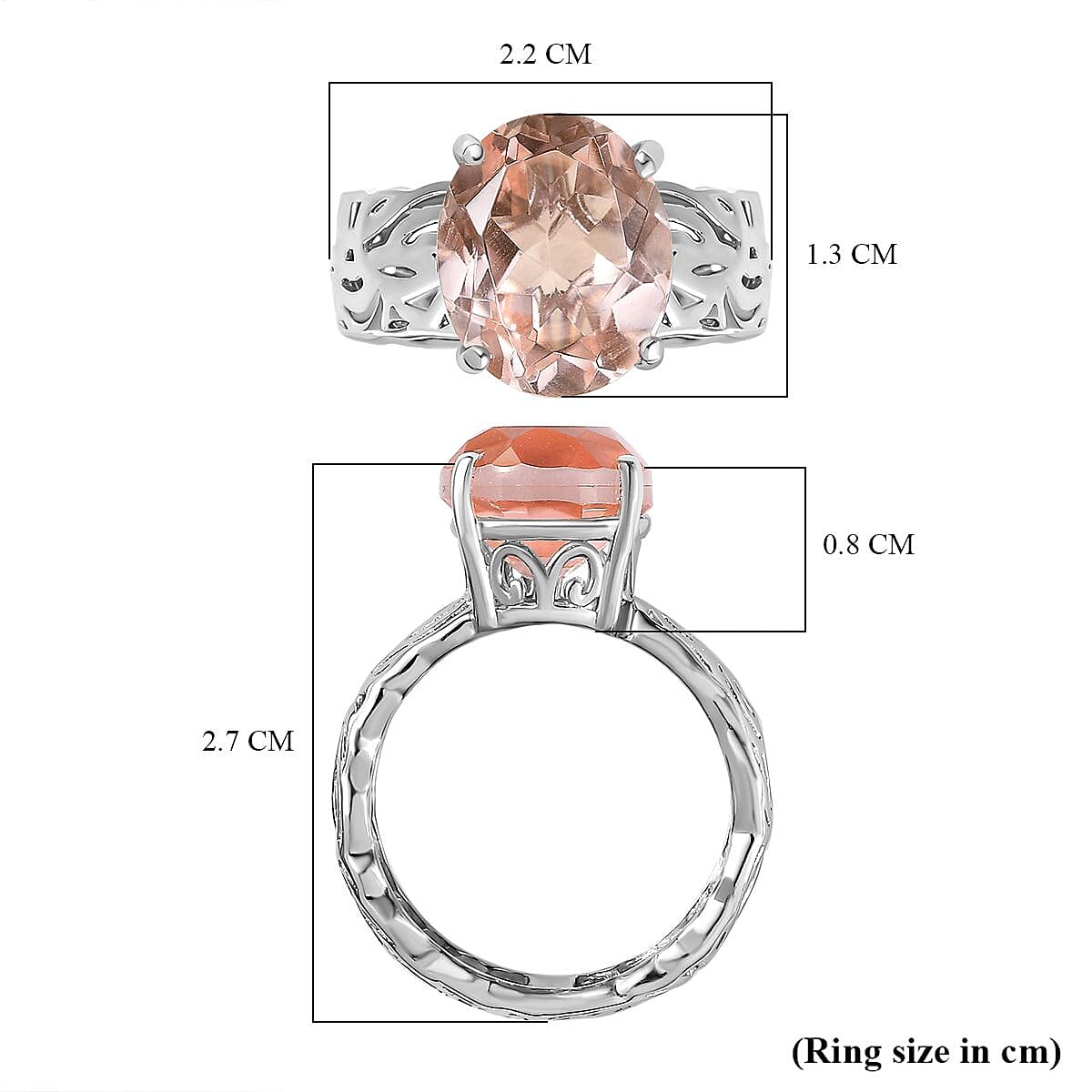 Morganique Triplet Quartz  Ring in Platinum Overlay Sterling Silver 5.00 ct  5.359  Ct. 7748088 5