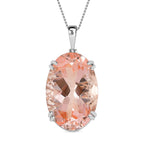 50 Carat Morganite Color Quartz Solitaire Pendant with Chain (Size 20) in Platinum Overlay Sterling Silver