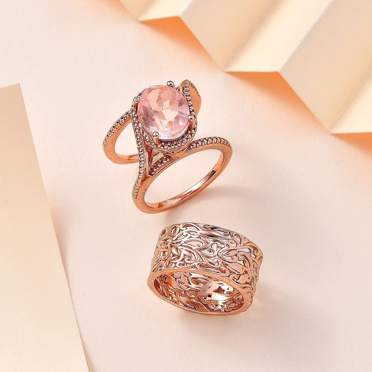 Colour of 2024- Morganite Colour Quartz Solitaire Ring 4.00 Ct. 7748025 1