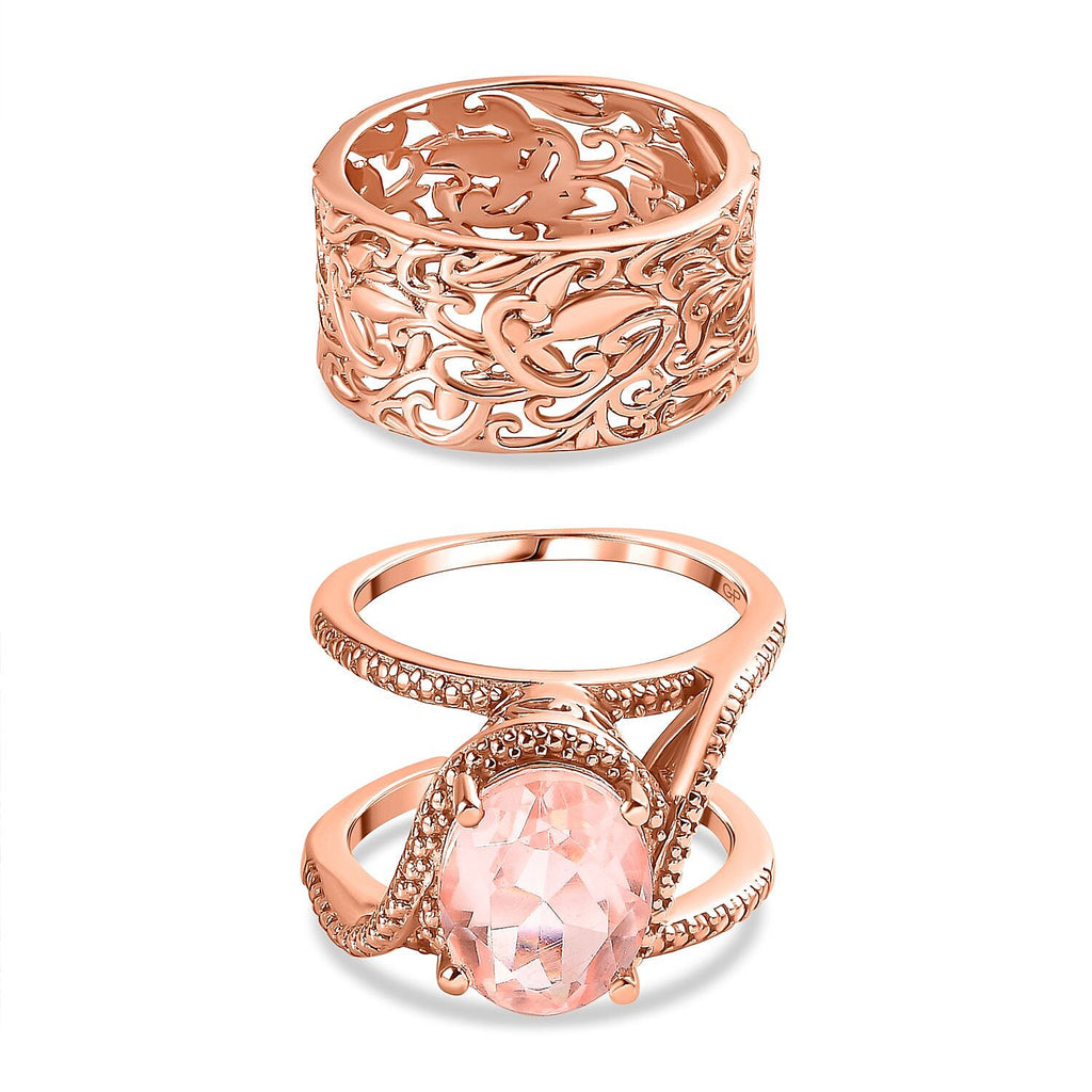 Colour of 2024- Morganite Color Quartz Filigree Ring 4.00 Ct.