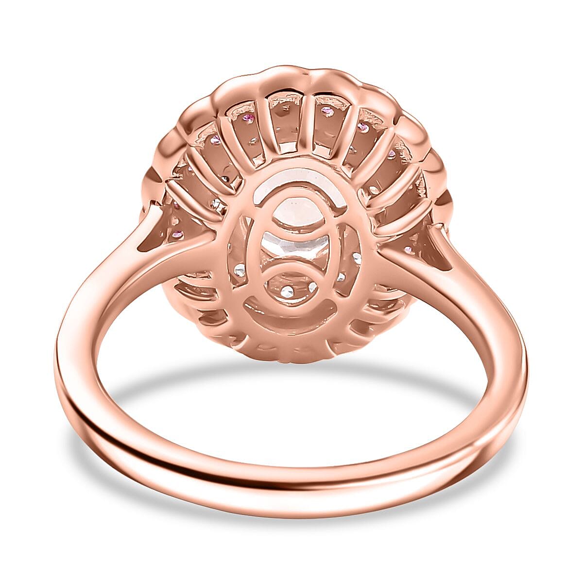 Marropino Morganite, Pink Sapphire and White Zircon Double Halo Ring in 18K Vermeil Rose Gold Plated Sterling Silver 1.93 Cts. 7992333 5