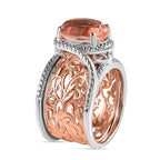 Morganite Quartz Set of 2 Rings in Two Tone 4.15 Ct.
