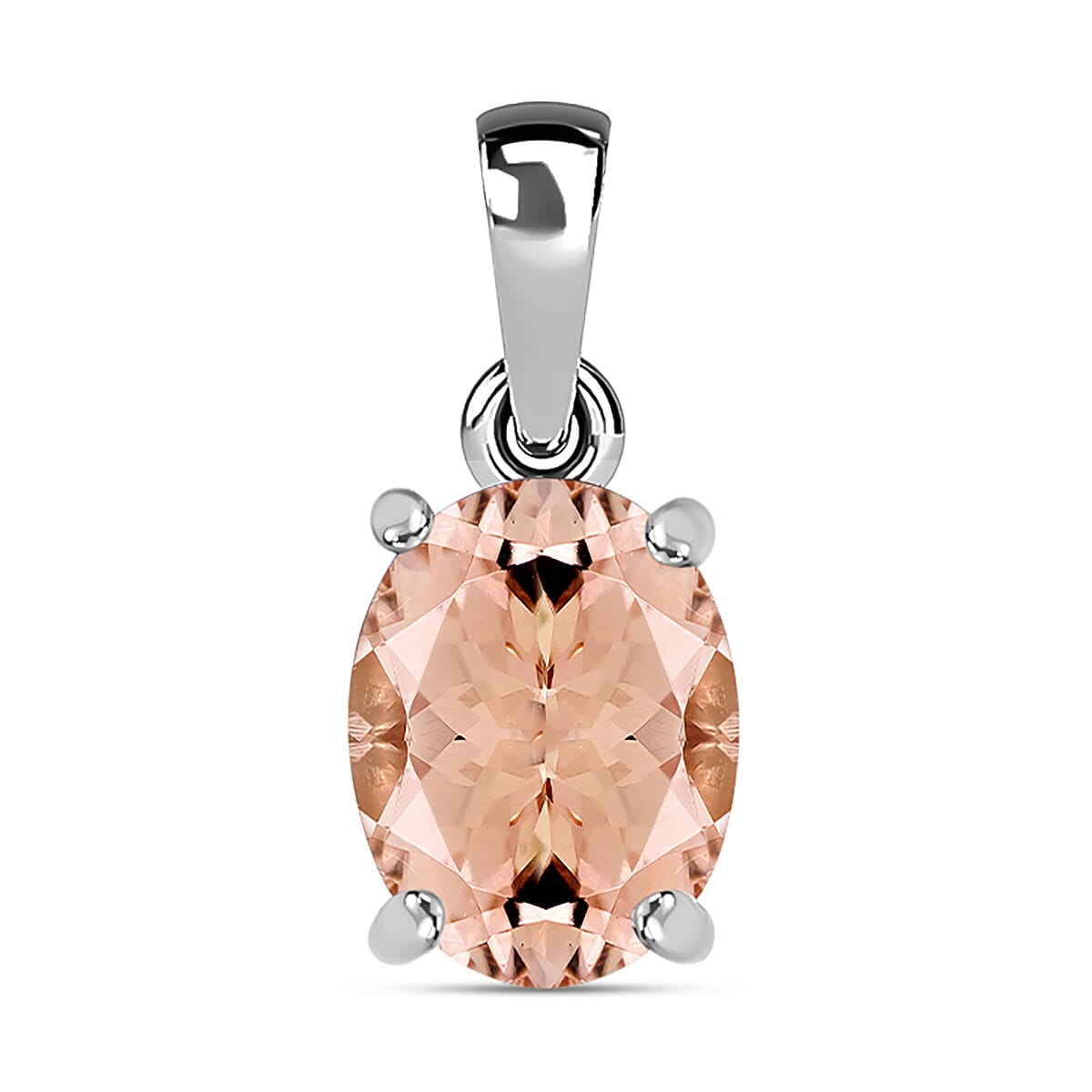 Morganite Solitaire Pendant in Platinum Overlay Sterling Silver 2.40 Ct 8000078 0