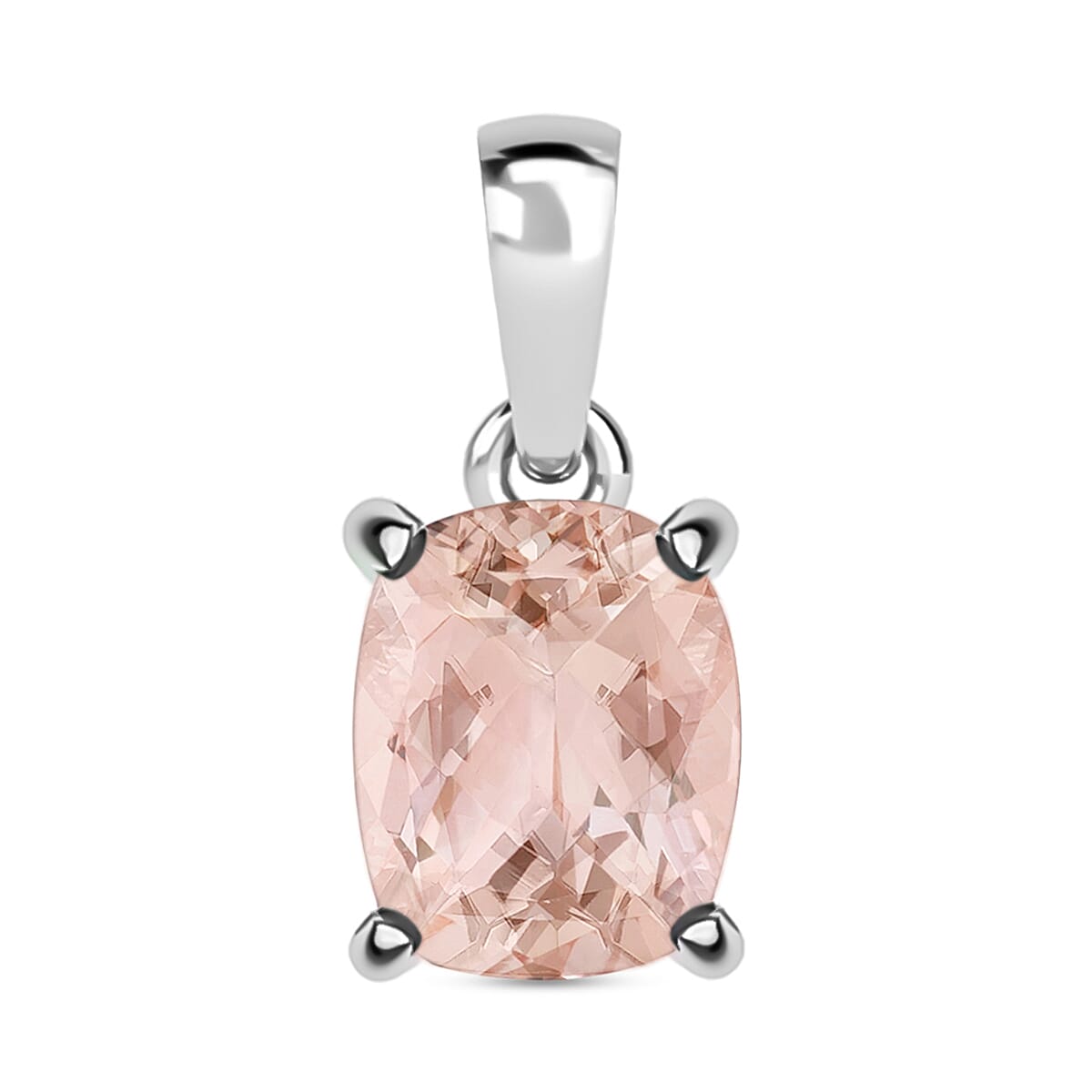 Morganite Solitaire Pendant in Platinum Overlay Sterling Silver 2.80 ct. 8000117 0