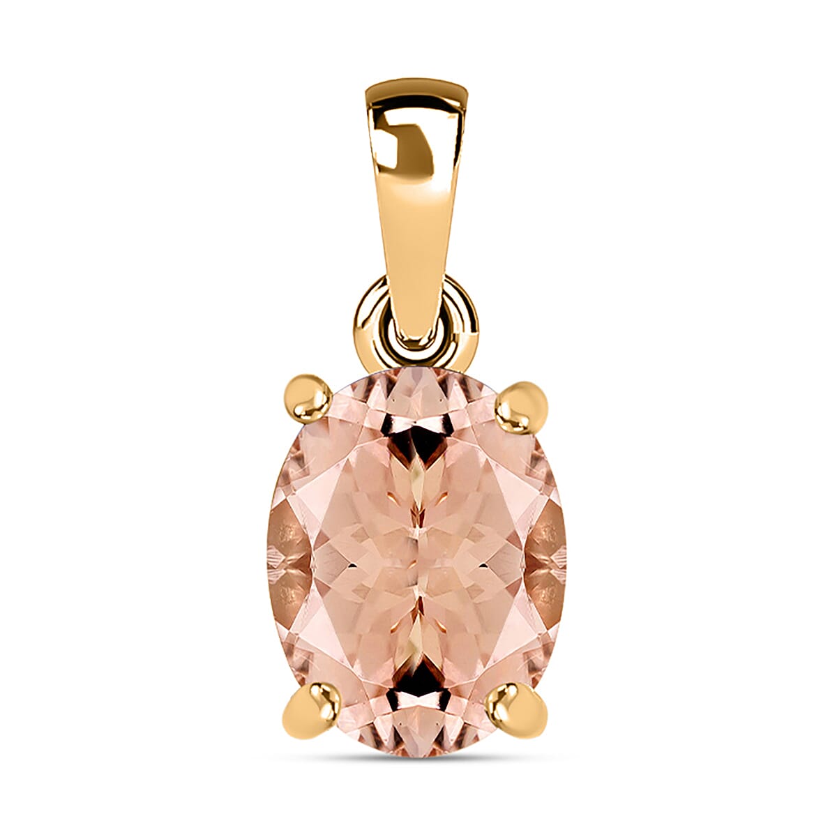 Morganite Solitaire Pendant in Vermeil Yellow Gold Plated Sterling Silver 2.40 ct. 8000079 0