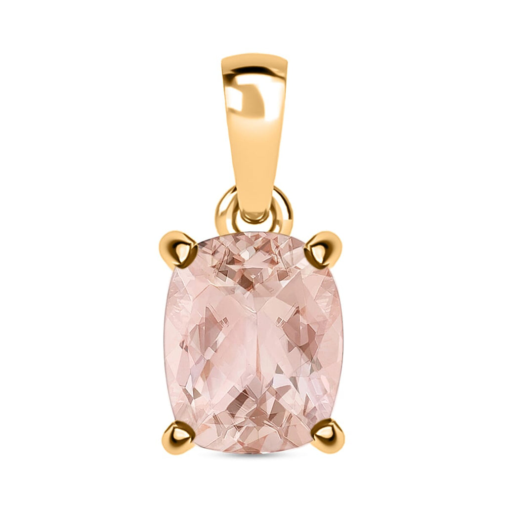 Morganite  Solitaire Pendant in Vermeil YG Sterling Silver 2.80 ct  2.800  Ct.