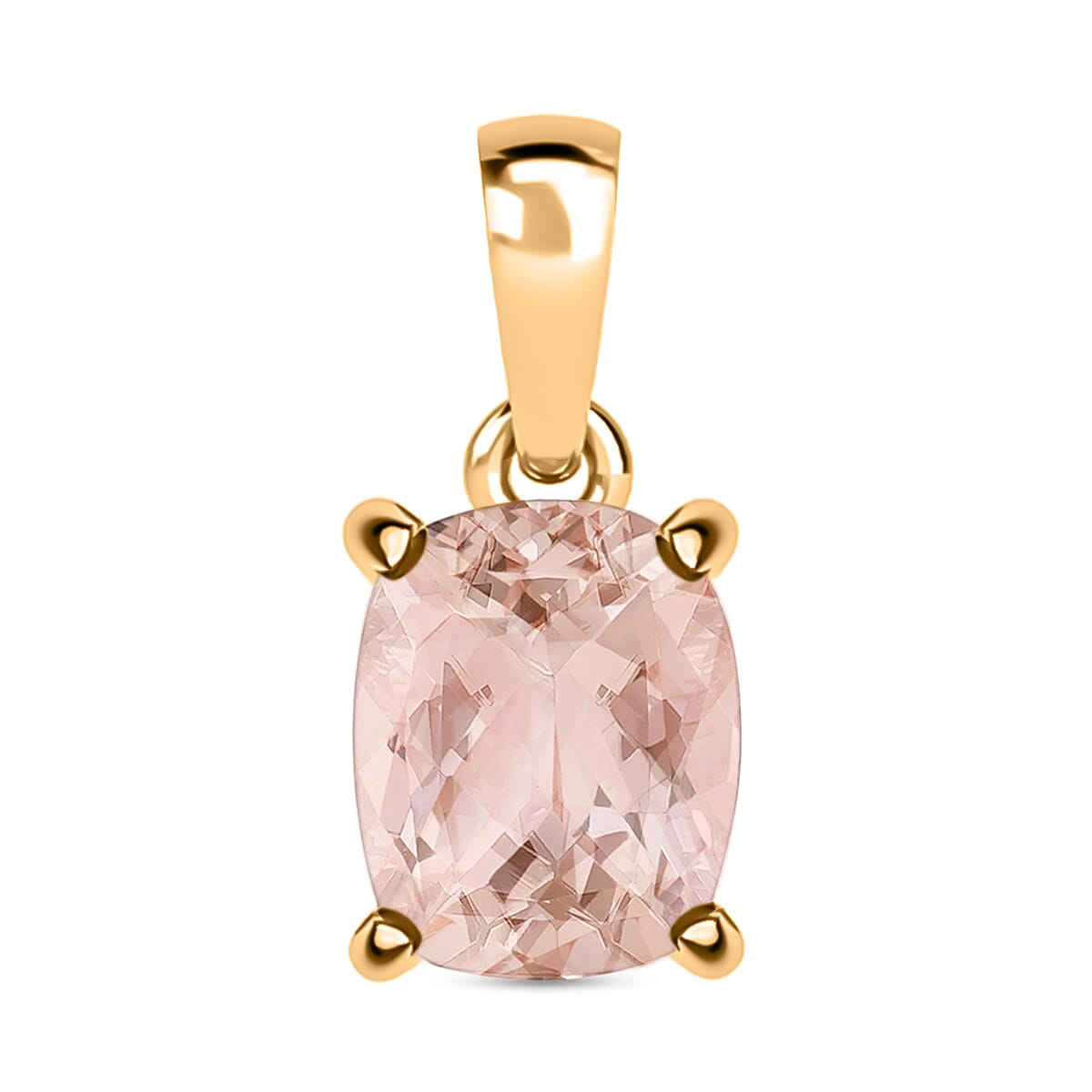 Morganite Solitaire Pendant in Vermeil Yellow Gold Sterling Silver 2.80 Ct 8000118 0