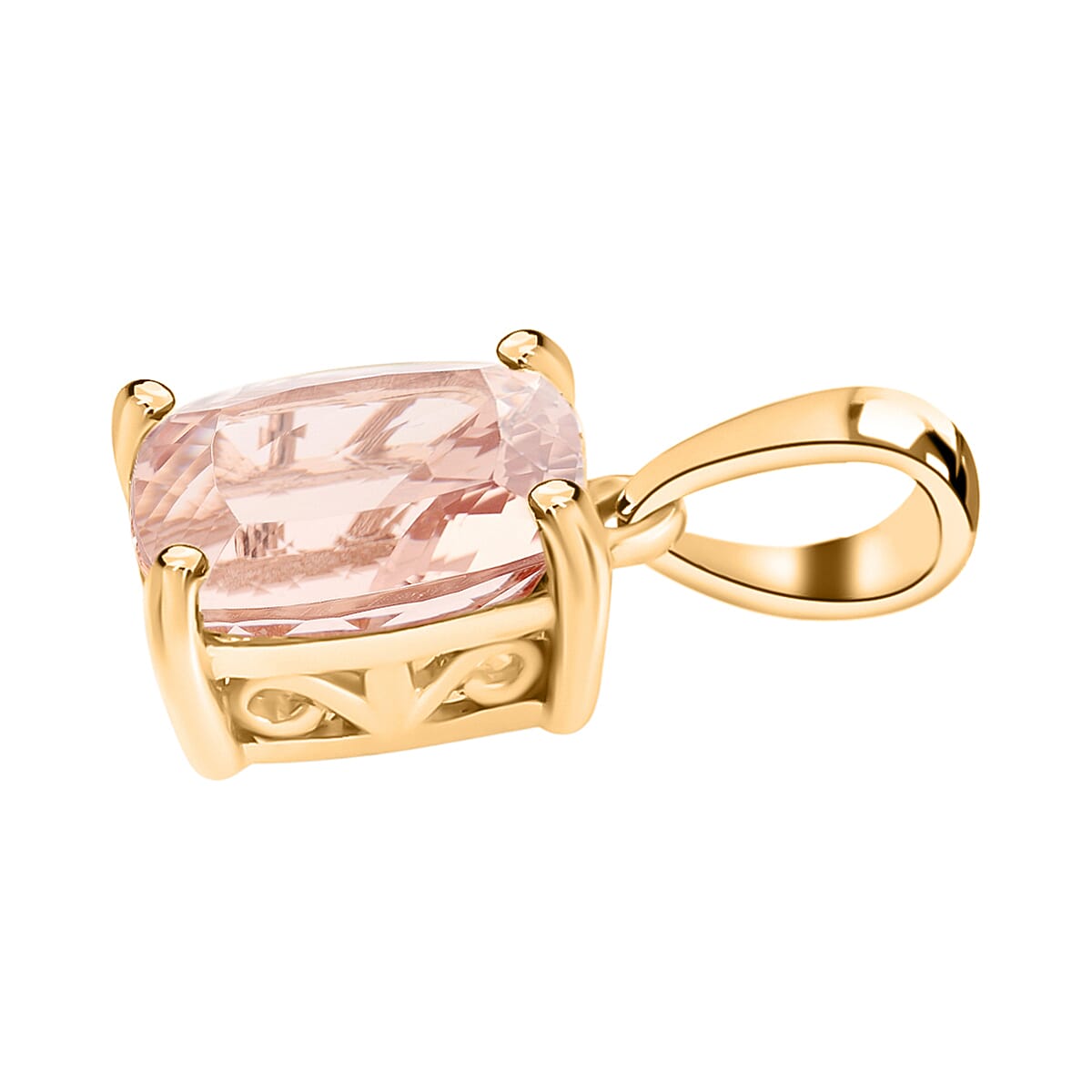 Morganite Solitaire Pendant in Vermeil Yellow Gold Sterling Silver 2.80 Ct 8000118 2