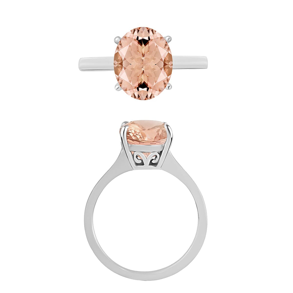 Morganite  Solitaire Ring in Platinum Overlay Sterling Silver 2.40 ct  2.400  Ct.