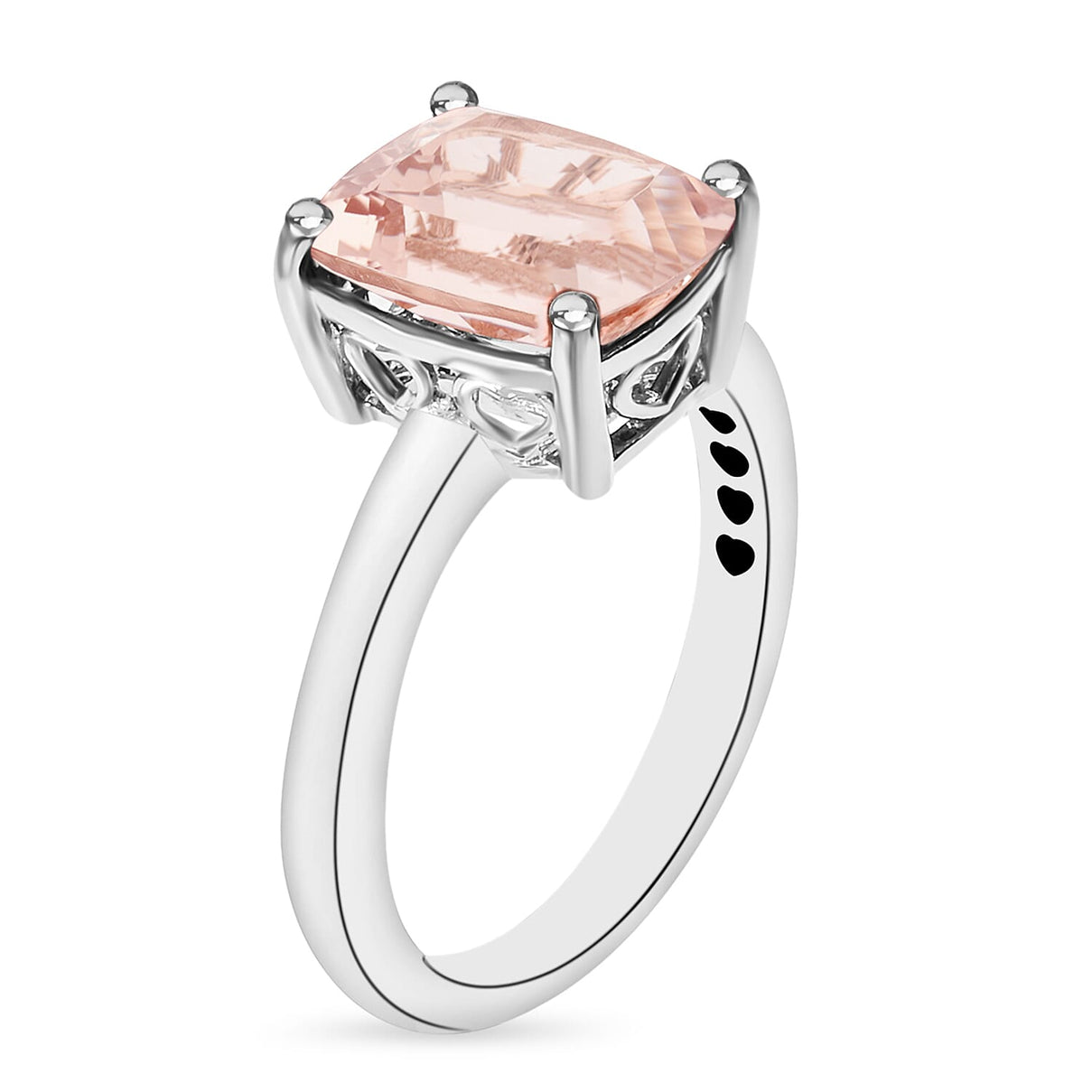 Morganite Solitaire Ring in Platinum Overlay Sterling Silver 2.840 Ct 7719826 2
