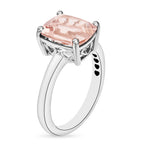 Morganite  Solitaire Ring in Platinum Overlay Sterling Silver 2.84 ct  2.840  Ct.