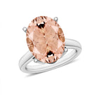 Morganite  Solitaire Ring in Platinum Overlay Sterling Silver 4.40 ct  4.400  Ct.
