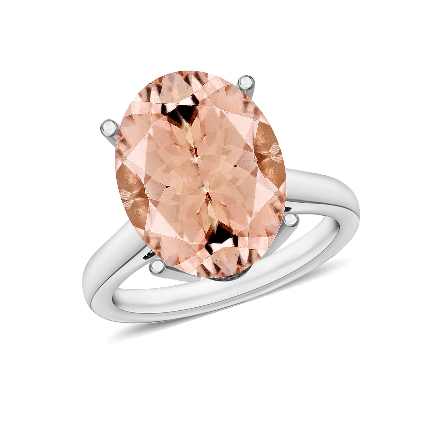 Morganite Solitaire Ring in Platinum Overlay Sterling Silver 4.40 Ct 7718897 0