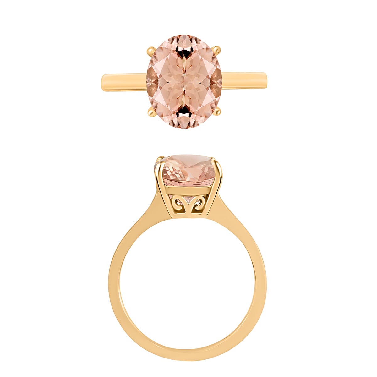 Morganite Solitaire Ring in Vermeil Yellow Gold Sterling Silver 2.40 Ct 7718385 3
