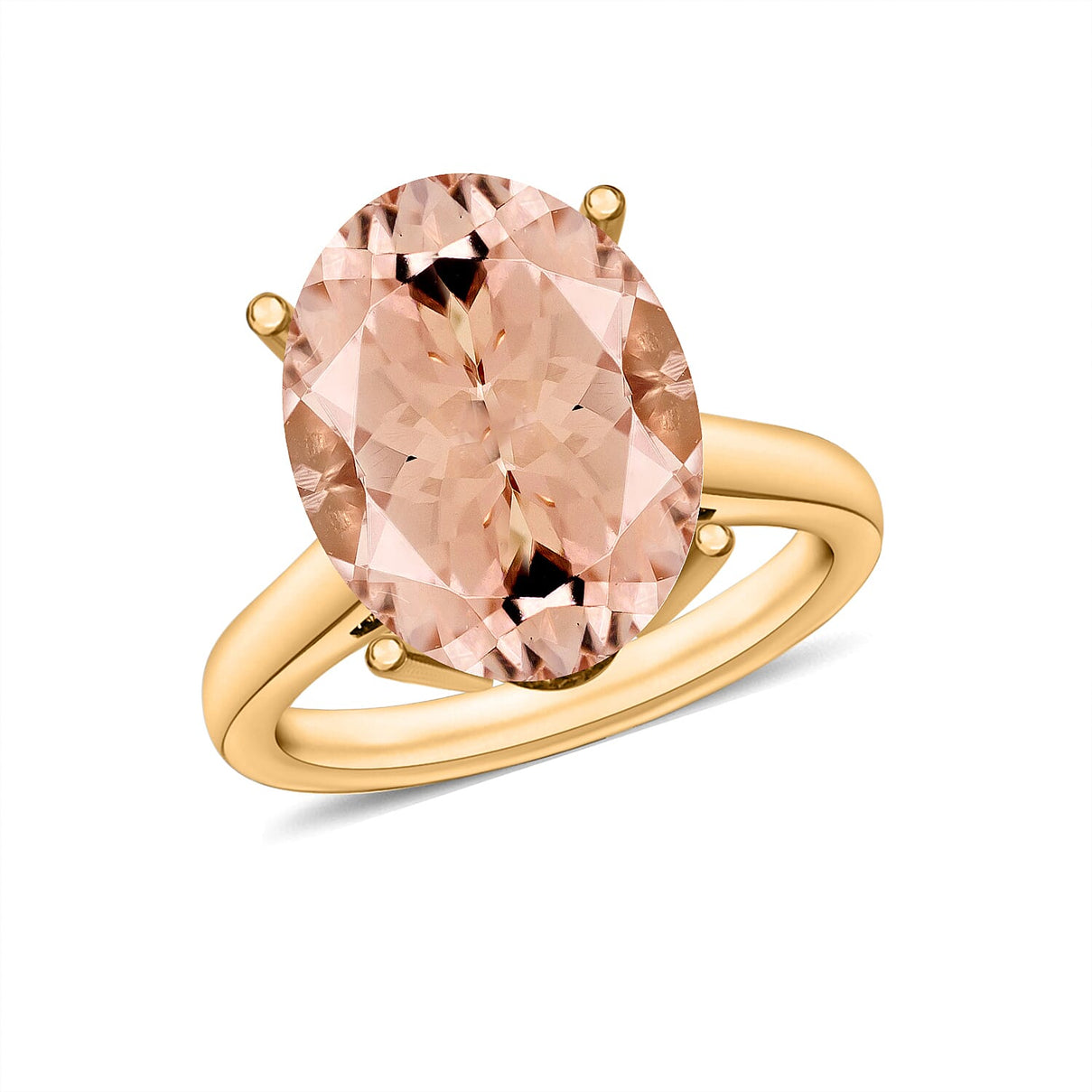 Morganite Solitaire Ring in Vermeil Yellow Gold Sterling Silver 4.40 Ct 7718931 0