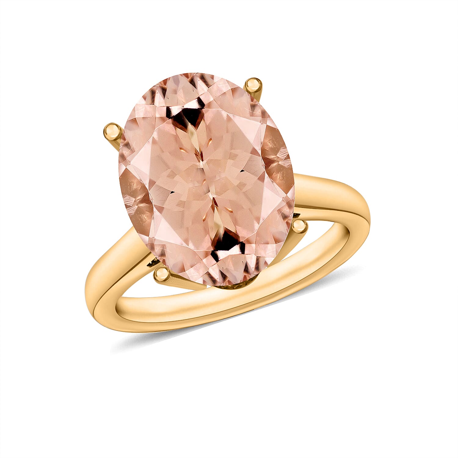 Morganite Solitaire Ring in Vermeil Yellow Gold Sterling Silver 4.40 Ct 7718931 0