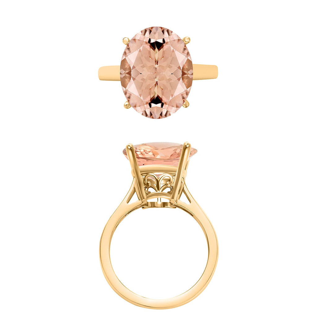 Morganite  Solitaire Ring in Vermeil YG Sterling Silver 4.40 ct  4.400  Ct.