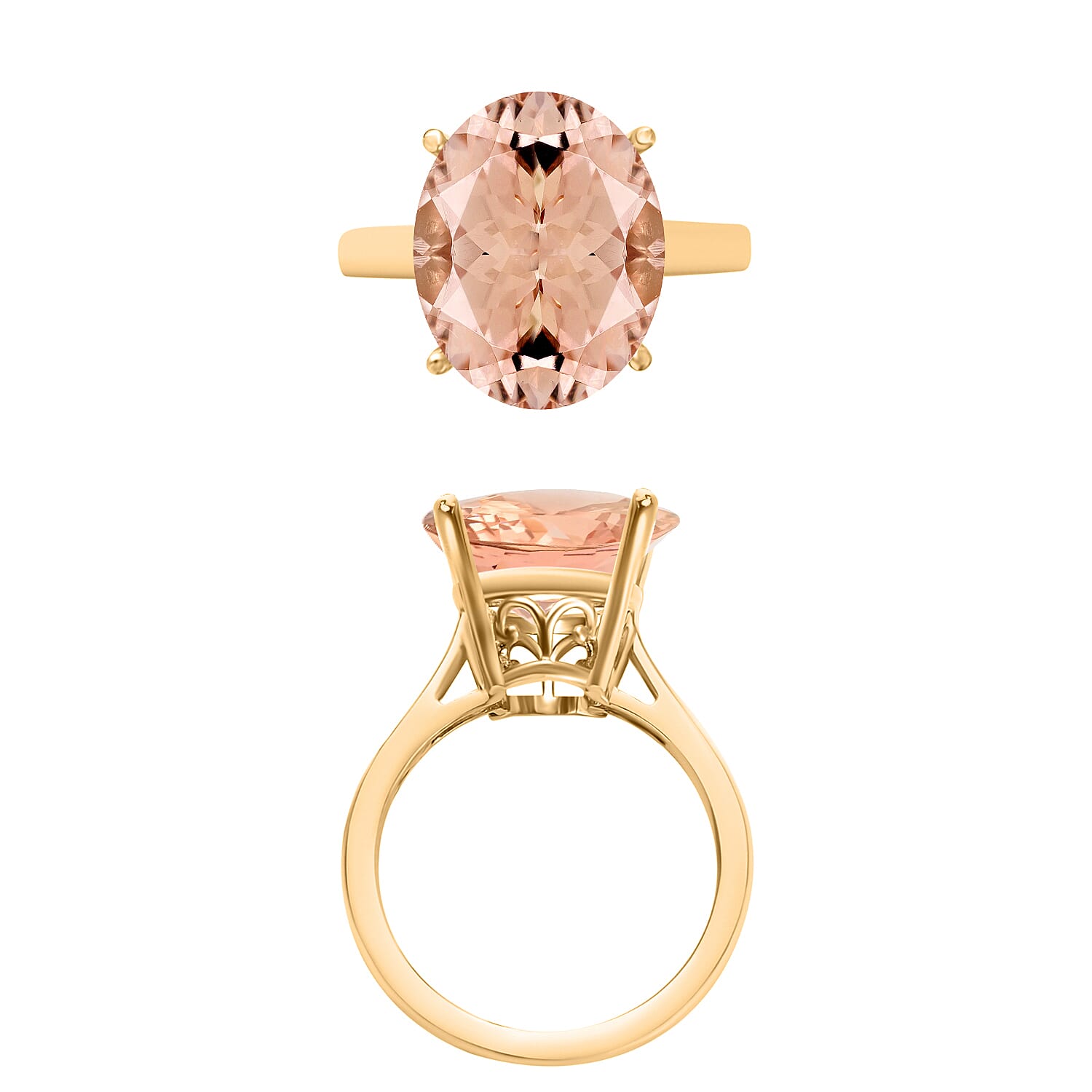 Morganite Solitaire Ring in Vermeil Yellow Gold Sterling Silver 4.40 Ct 7718931 3
