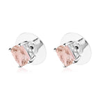 Morganite Solitaire Stud Push Post Earring with Push Back in Platinum Overlay Sterling Silver 1.50 Ct.