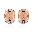 Morganite  Solitaire Stud Push Post Earring in Vermeil RG Sterling Silver 2.50 ct  2.500  Ct.