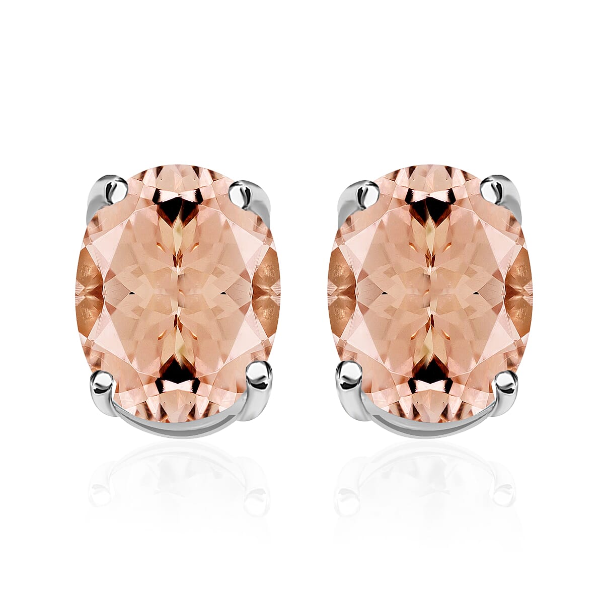 Morganite Solitaire Stud Push Post Earrings in Vermeil Rose Gold Sterling Silver 8000481 0