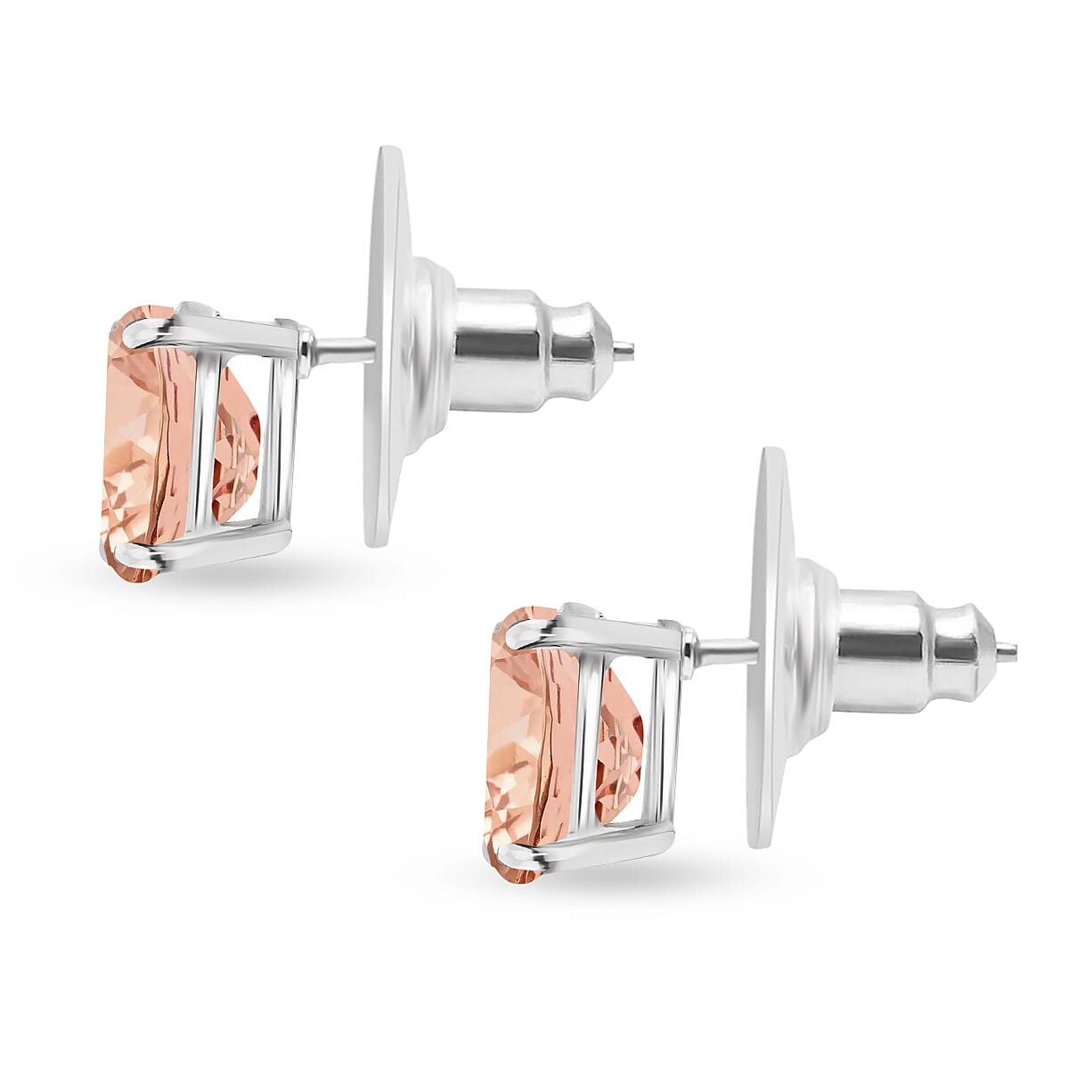 Morganite Solitaire Stud Push Post Earrings in Vermeil Rose Gold Sterling Silver 8000481 2