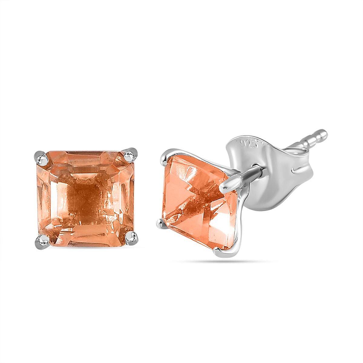Morganite Colour Quartz Stud Earrings in Platinum Overlay Sterling Silver 2.566 Ct. 7704709 0