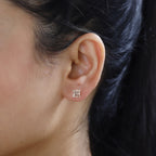 Morganite Colour Quartz Stud Earrings in Platinum Overlay Sterling Silver 2.57 Ct