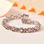 Morganite Colour Quartz & Lotus Garnet Bracelet (Size 7) in Platinum Overlay Sterling Silver 21.70 Ct, Silver Wt 16.00 GM