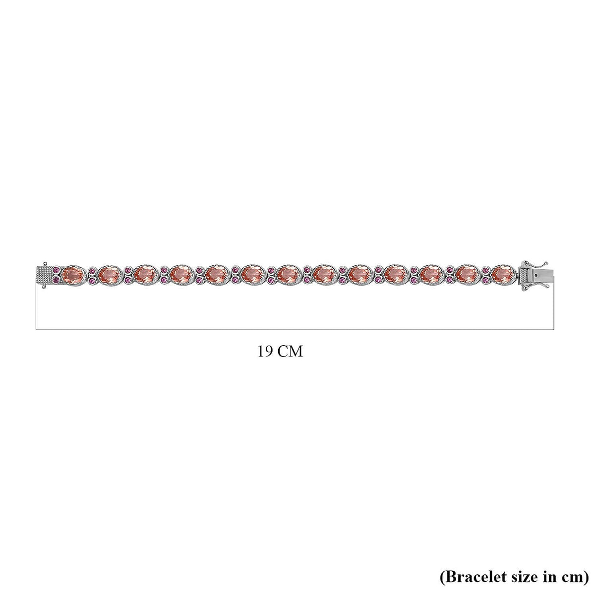 Morganite Colour Quartz &amp; Lotus Garnet Bracelet (Size 7.5) GB Lock Box in Platinum Overlay Sterling Silver 23.26 Ct, Silver Wt 21.14 Gms. V32609351 5