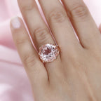 Morganite Colour Quartz, Red Garnet & Natural Zircon Ring in 18K Rose Gold Vermeil Plated Sterling Silver 12.60 Ct