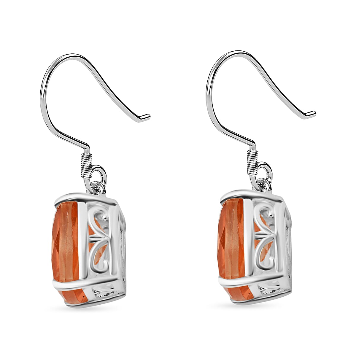 Morganite Triplet Quartz  Solitaire Lever Back Earrings in Sterling Silver 4.88 ct. 7859481 3