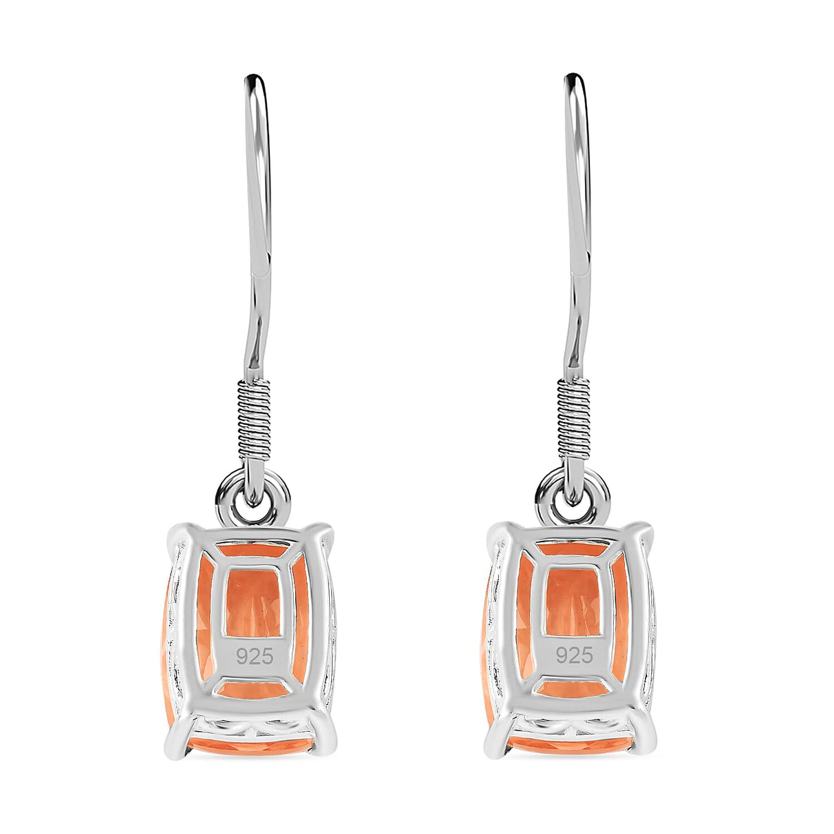 Morganite Triplet Quartz  Solitaire Lever Back Earrings in Sterling Silver 4.88 ct. 7859481 4
